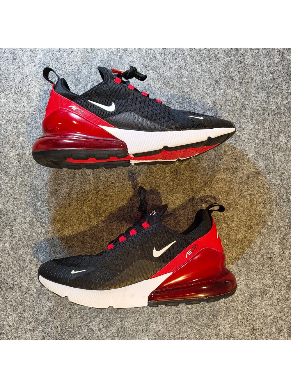 Nike Air Max 270 Black Red White Mens Size 10.5 Running Shoes